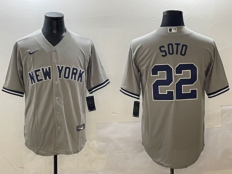 Men New York Yankees 22 Soto Grey Game 2025 Nike MLB Jersey style 1